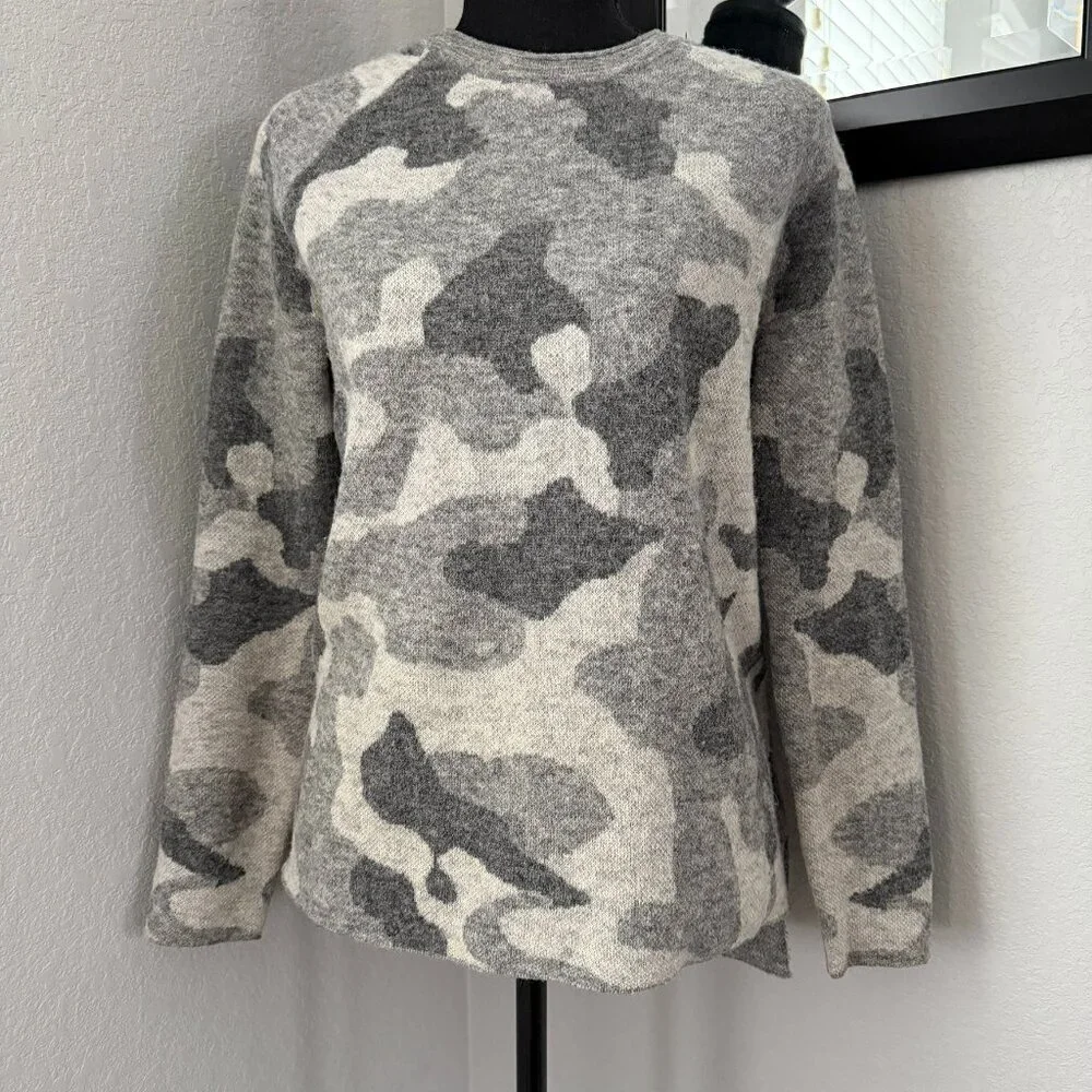 ATHLETA Undercover Camo Pullover Sweater Gray Alpaca Wool XS